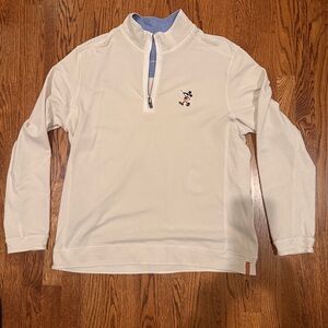 Tommy Bahaman cream color Quarter-Zip Pullover/ Disney Mickey Mouse logo XL